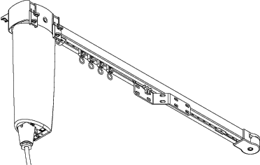 Line drawing of a curtain rail that uses a a DC gear motor