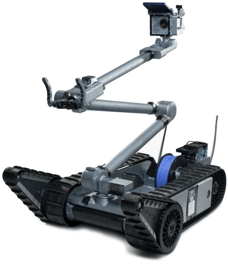 A remote controlled robot designed to be used in hostile environments