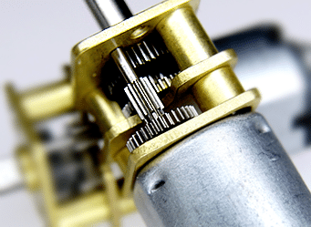 Close up of a micro spur DC gear motor