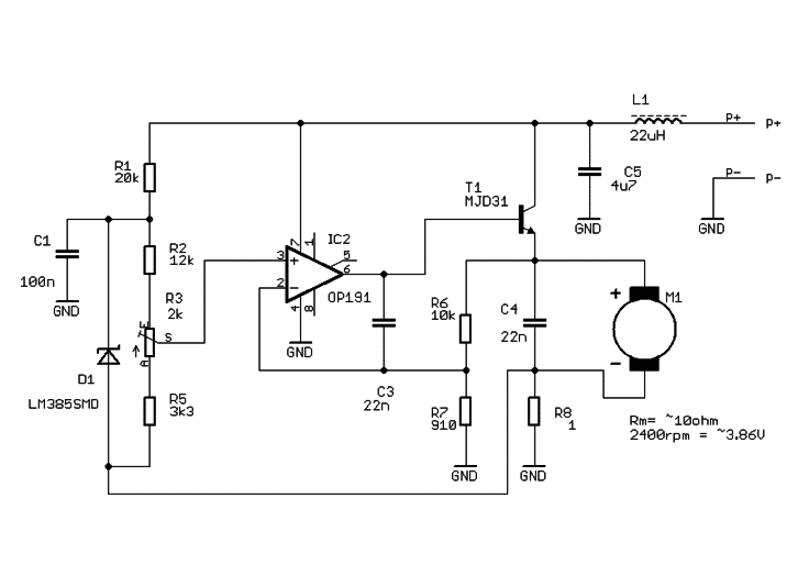 a Motor Speed Stabilisation Op-Amp based circuit
