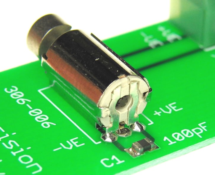 An ERM vibration motor mounted to a PCB