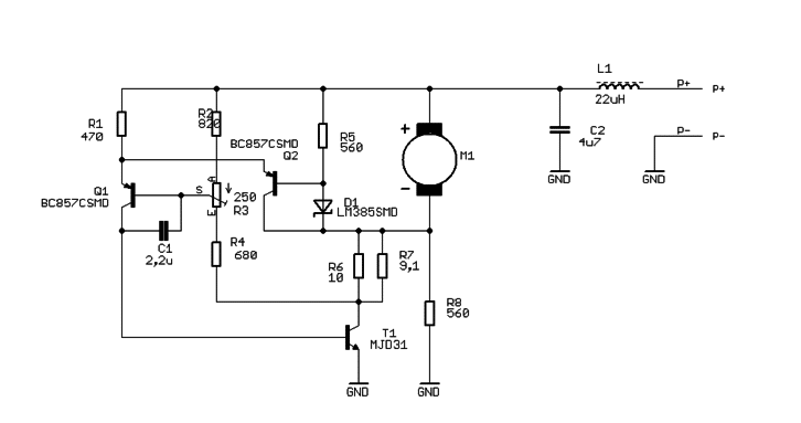 a three transistor motor speed controller