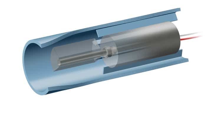 A CAD rendering of a plastic enclosure fitting around a vibration motor