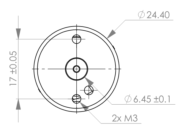 Technical drawing of an enclosed vibration motor mounting