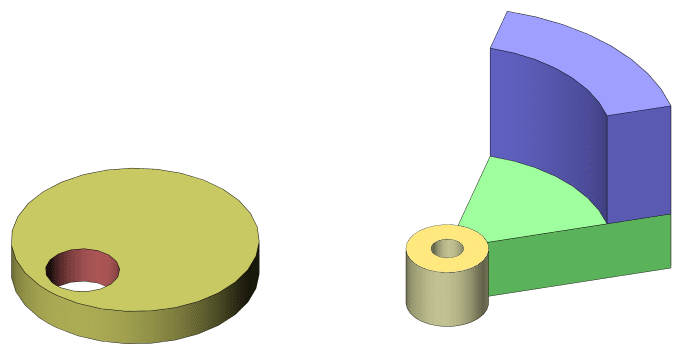 On the left is a CAD rendering of a offset disk and on the right is a CAD rendering of a disc segment.