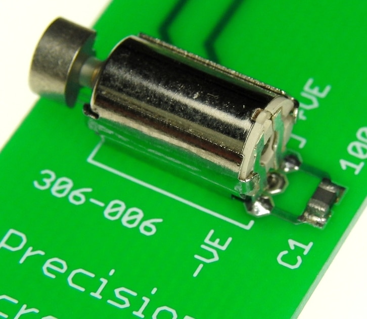 Vibration motor soldered to a PCB