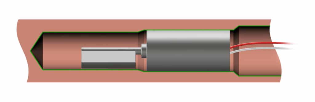 A CAD rendering of a cross section showing the space an ERM motor needs so it can rotate snoothly