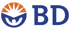 The BD logo made up of the emblem on the left in dark blue and orange and the wordmark to it's right in dark blue