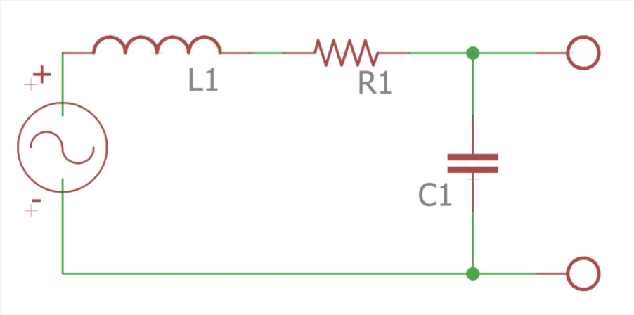 An example circuit with a RLC low pass filter added