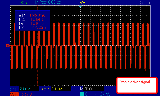 Screenshot of a LRA Full-Scale Drive with a stable driver signal