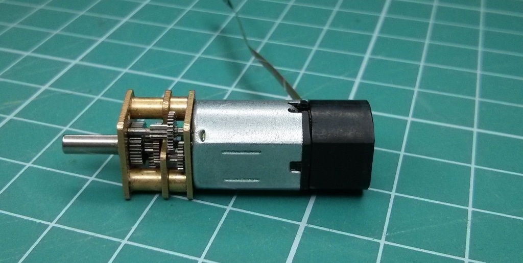 Side view of 212 series gear motor with a custom made encoder.