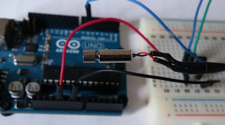 A vibration motor connected to a microcontroller