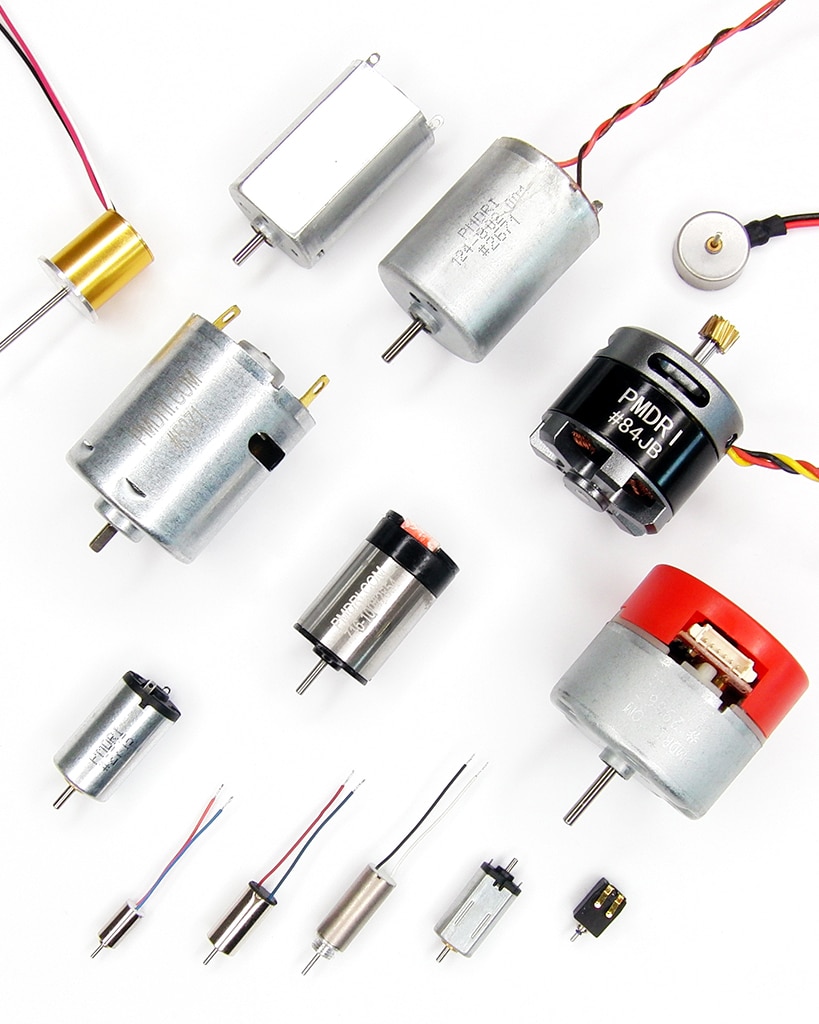 Precision Microdrives range of DC motors including our three main DC motor technologies: iron cored, coreless and brushless. 