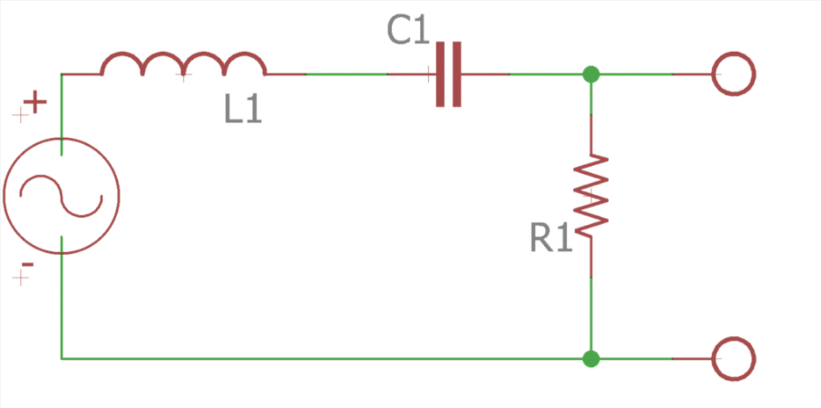 An example circuit with an RC bandpass filter