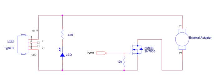 An USB power supply and NMOS driver circuit diagram