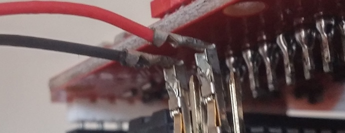 A close up of  jumpers to connect to the ISCP headers