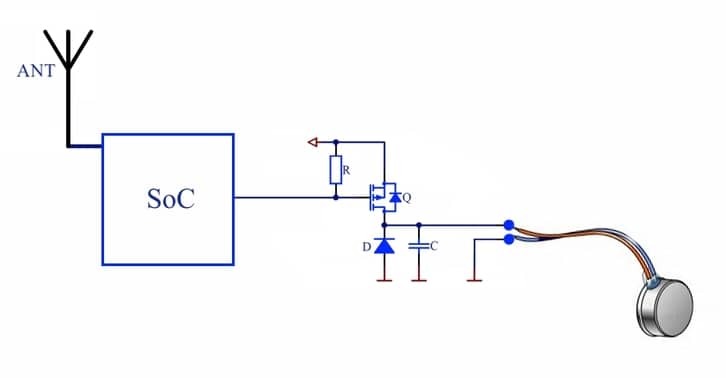 The circuit diagram for the wireless function.