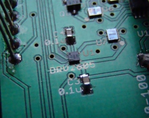 Close up of the DRV2605 haptic driver BGA package