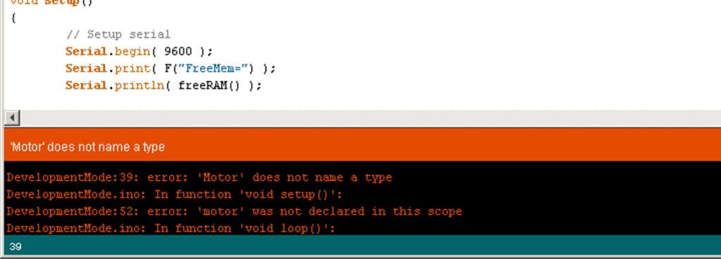 Error shown when *.h file is missing