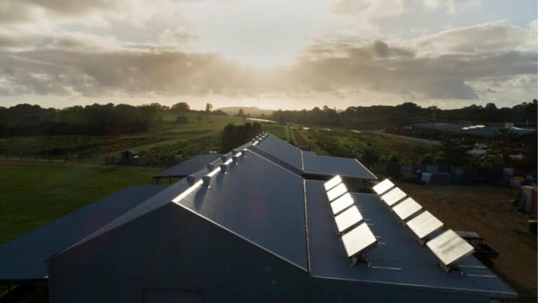 a roof with solar panels mounted to it