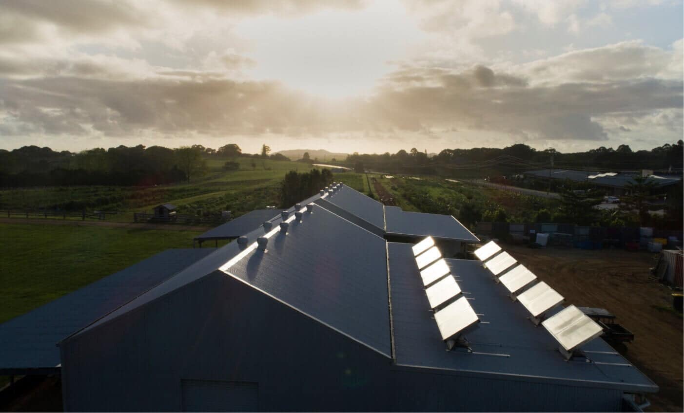 Solar panels mounted to a roof